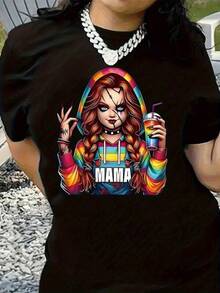 1 Piece T-Shirt 180g 100% Cotton Unisex Loose Fit. 1 Piece T-Shirt 180g 100% Cotton Unisex Loose Fit. Unique Casual Mom T-Shirt With Vibrant Design, Colorful And Fun Rainbow Sweatshirt, Clothing For Modern Mothers, Available In Various Sizes,  T-Shirt, Popular Search. Comfortable And Versatile For School, Work, Outings And Casual Events. - 黑色 - 查看 6