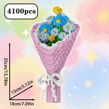 Eternal Flower Bouquet Building Blocks, DIY Mini Particle Bricks, Unfading Floral Decor, Desktop Home Decoration, Perfect Gift For Graduation/Birthday/Valentine's Day - Multicolor - View 7