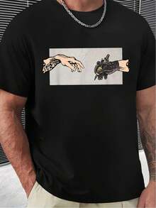 Camiseta Deportiva Casual para  con Gráfico Estilo Cómic de Hombre Musculoso - Camiseta Elástica de Cuello Redondo, Lavable aáquina, Ajuste Cómodo y Apta para Todas las Estaciones, Moda Femenina Divertida y Única. - Negro - Ver 1