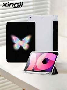 1pc Dreamy Thermochromic Butterfly Pattern Tablet Protective Case, Compatible With IPad 10.2" 10th/ (A16) 11" 11th 2025, Pro 11" 2021/2020, Galaxy Tab A8 10.5" 2022, Built-In Pencil Slot, Anti-Drop, Tablet Stand, Auto Sleep/Wake, Best Gift For Family And Friends - Multicolor - View 4