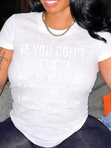 Plus-Size Women's T-Shirt, Made From A Soft, Breathable Cotton Blend, Featuring The Creative Print Design "If You Don't Love Me, Your Soul Matters." Machine Washable, Ideal As A Holiday Gift, Local Shipping Available. - 白色 - 查看 1