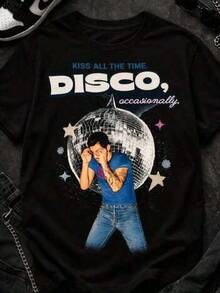 Camiseta Harry Style Disco Together Together Tour Kiss All The Time HS Concertblusas para mujer playeras de mujer vestidos casuales para mujer y2k playeras deportivas para mujer verano camisetas ropa de mujer Fashion Perfect For Daily - Negro - Ver 1