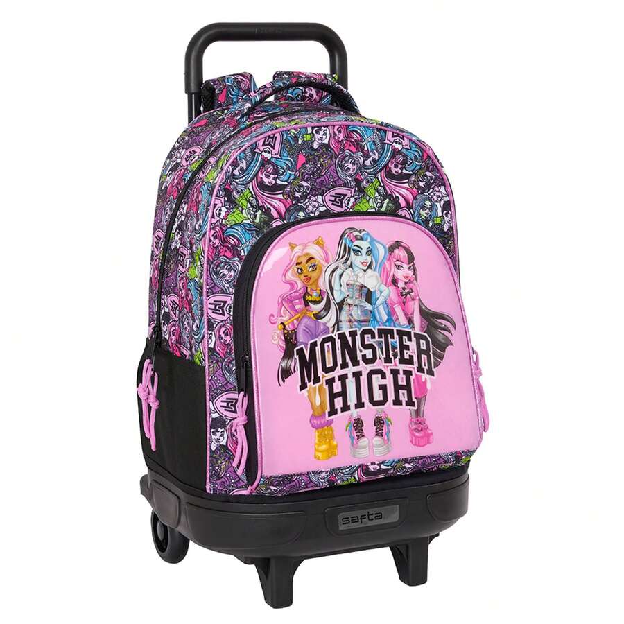 Safta Monster High 大型 Monster High Compact Evolution 兒童拉桿背包,帶可拆卸可清洗內襯,可透過拉鍊連接到拉桿箱,配有頂部提手和身份標籤,均碼 - 免費送貨 ✅ 西班牙大陸 24/48 小時送達 - 選項13 - 查看 1
