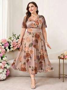 Vestido floral elegante de talla grande, verano - Multicolor 3 - Ver 3