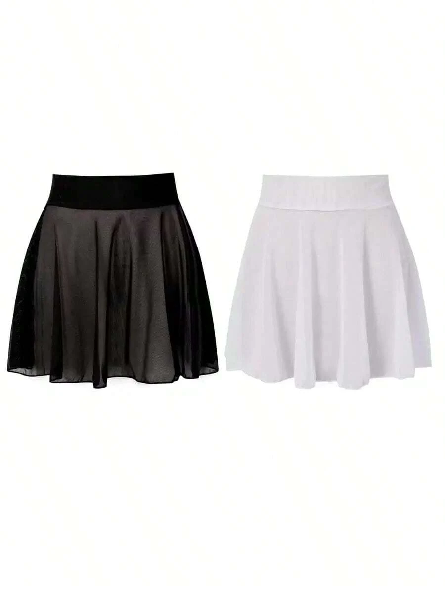 2 Paquetes de Cubre-Traje de Baño con Volantes para Playa de Verano - Blanco y Negro - Ver 1