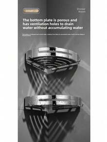 Stainless Steel Bathroom Triangle Shelf, Wall-Mounted Washroom Storage Rack Without Drilling - Multicolor - View 5