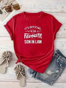 100% Cotton. The Text On The Garment Humorously Celebrates The Pride Of Being The Favorite Son-In-Law, Expressing Affection And Family Connection With Positive Energy And A Fun Touch. Ideal As A Gift To Show Affection And Highlight Personality. Women's 100% Cotton T-Shirts, Modern And Soft Comfort. Women's Simple Solid Color T-Shirt, Loose And Slim Fit Casual Short Sleeve - 黑色 - 查看 10