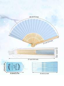 1/4/12/24/40/48/60/80件夏季藍色系列婚禮禮物扇子套裝，女士摺扇，綠色系列蝴蝶結新娘禮物派對，生日派對禮物，伴娘拍照道具，夏季扇子，活動與派對用品 - 彩色 - 查看 2