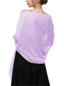 Scialle in chiffon, adatto per spose, matrimoni, abiti da cerimonia e occasioni speciali - Viola - Visualizzare 2