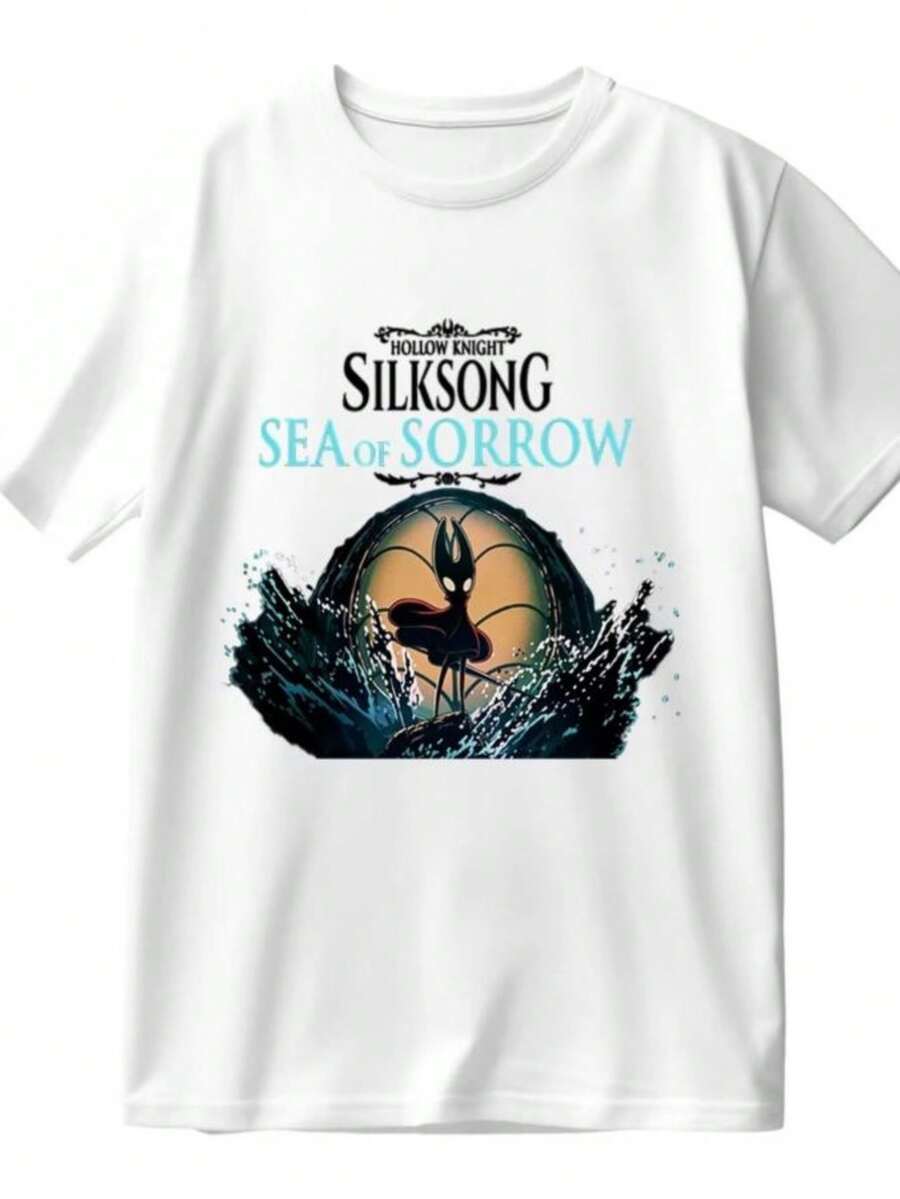 Women's Blouses Game Hollow Knight Silksong - Sea Of Sorrow DLC Graphic Pure Cotton T-Shirt Streetwear Gamer Gift Unisex Gaming Apparel Fans Top - 白色 - 查看 1