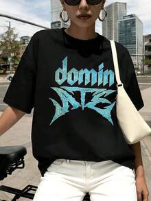 Oversized Graphic Tee In Urban Style, Premium Fabric, Bold Print, Urban Hip-Hop Style, Breathable. Everyday Wear - Black - View 6