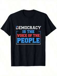 Camiseta Gráfica "La Voz del Pueblo" - Camiseta Casual de Manga Corta para Hombres y Mujeres, Camiseta de Declaración Política, Regalo Perfecto para 2026, Ropa Urbana, Entusiastas de la Moda, Unisex - Negro - Ver 6