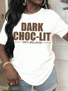Camiseta "Africa Pride" Dark Choc Lit, 100% estampada, para uso casual y estilo diario, camiseta con estampado gráfico de herencia africana para mujer. - Blanco - Ver 6