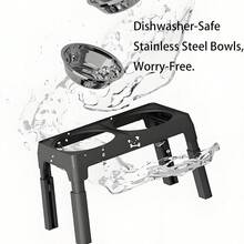 Stainless Steel Elevated Dog Bowls, Anti-Slip Raised Pet Feeder For Large Dogs, Adjustable Height Food & Water Bowls - 2800ML - View 9
