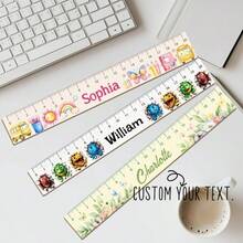 1 pieza Regla de madera personalizable con grabado de nombre, herramienta de medición con diseño lindo, regla personalizada para volver a la escuela, varios diseños con opción de nombre, regla de madera duradera y multifuncional, regalo ideal para el nuevo período escolar - A - Ver 11