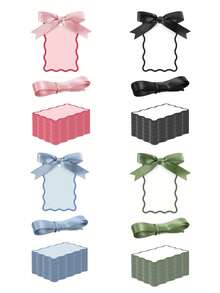 10件/組 扇貝形姓名座卡附緞帶蝴蝶結，DIY婚禮桌號卡，適用婚禮、生日、特殊活動，桌面裝飾、賓客座位標籤，派對用品、生日配件，1件 - 多款 - 查看 9