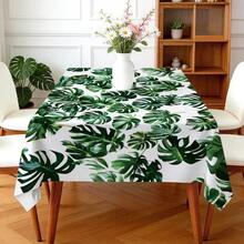 1pc Rectangular Polyester Tablecloth, Green Turtle Leaf Pattern, Single-Sided Printing, Suitable For Tabletop, Washable And Reusable, Applicable For Indoor, Outdoor, Patio, Wedding, Party, Dining, Craft Exhibition, Banquet Decoration - Multicolor - View 6