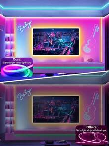 Tira de luz LED neón RGB de 44 teclas con control remoto + alimentada por USB - Cambio de color, regulable, con control remoto, apta para dormitorio, TV, resistente al agua, decoración de RV, decoración de fiesta, tira de luz neón flexible, DIY - luz colorida - Ver 11