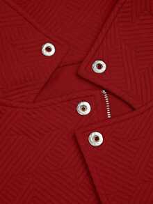 Chaqueta de motorista informal con cuello alto, textura y cierre de cremallera - Rojo - Ver 7