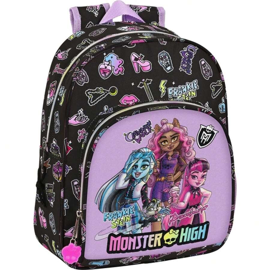 Safta Monster High 大型 Monster High Compact Evolution 兒童拉桿背包,帶可拆卸可清洗內襯,可透過拉鍊連接到拉桿箱,配有頂部提手和身份標籤,均碼 - 免費送貨 ✅ 西班牙大陸 24/48 小時送達 - 選項 3 - 查看 1