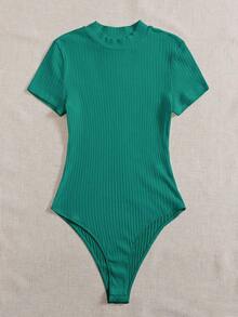Body tejido de canalé de cuello alto - Verde - Ver 4
