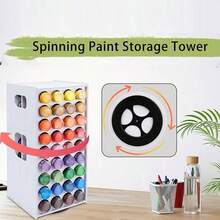 72-Slot 360° Rotating Paint Storage Tower - Ideal Vertical Storage Rack For Acrylic Paints, Watercolors And Model Paints, Perfect Painting Supplies Storage Rack For Artists And Crafters - Rotating 72 Holes - View 9