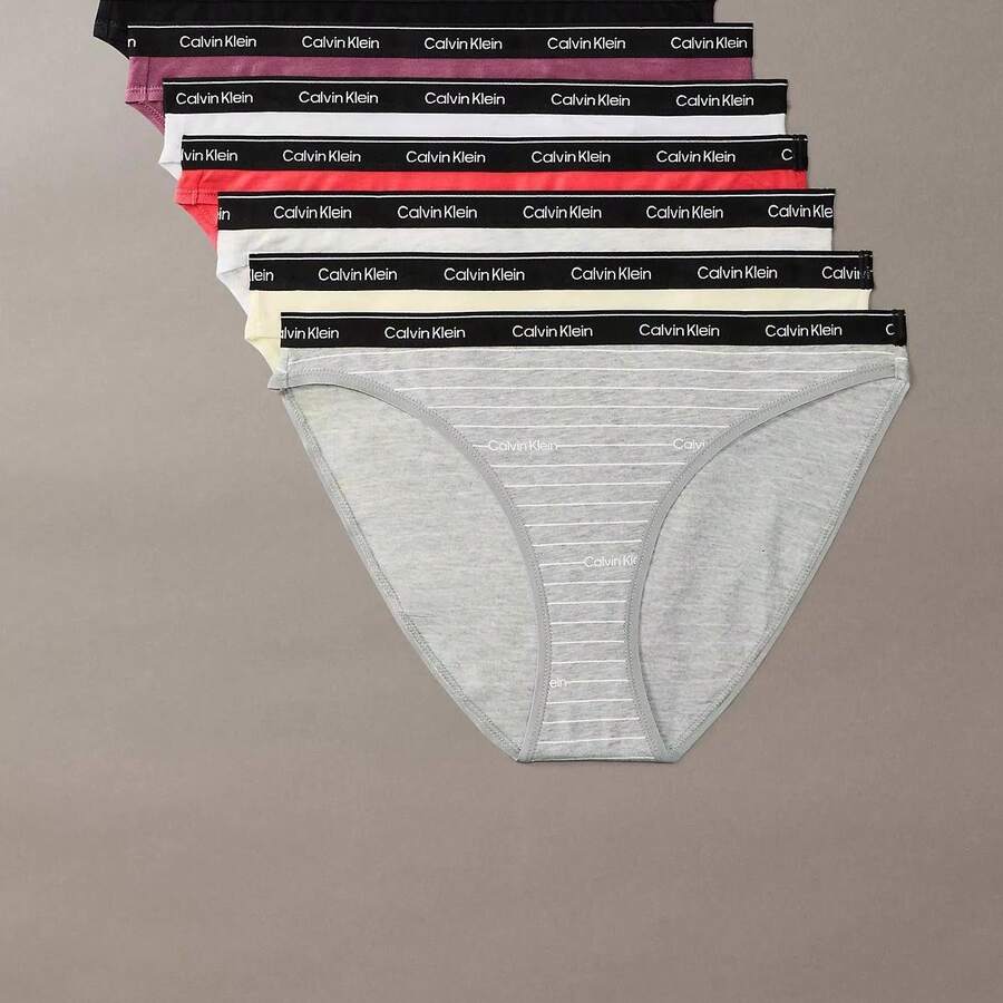 Calvin Klein Icon Logo 7-Pack Bikini QD5320 - Punch Pink Multi - 查看 1