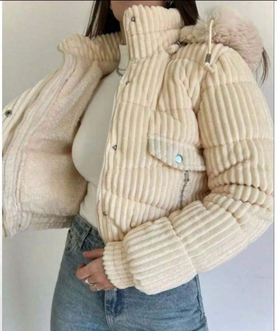 PUFF JACKET - WARM AND LINED WINTER JACKET - COAT - WOMEN'S COLD WEATHER BLOUSE FOR PARTIES - Crema - Ver 1