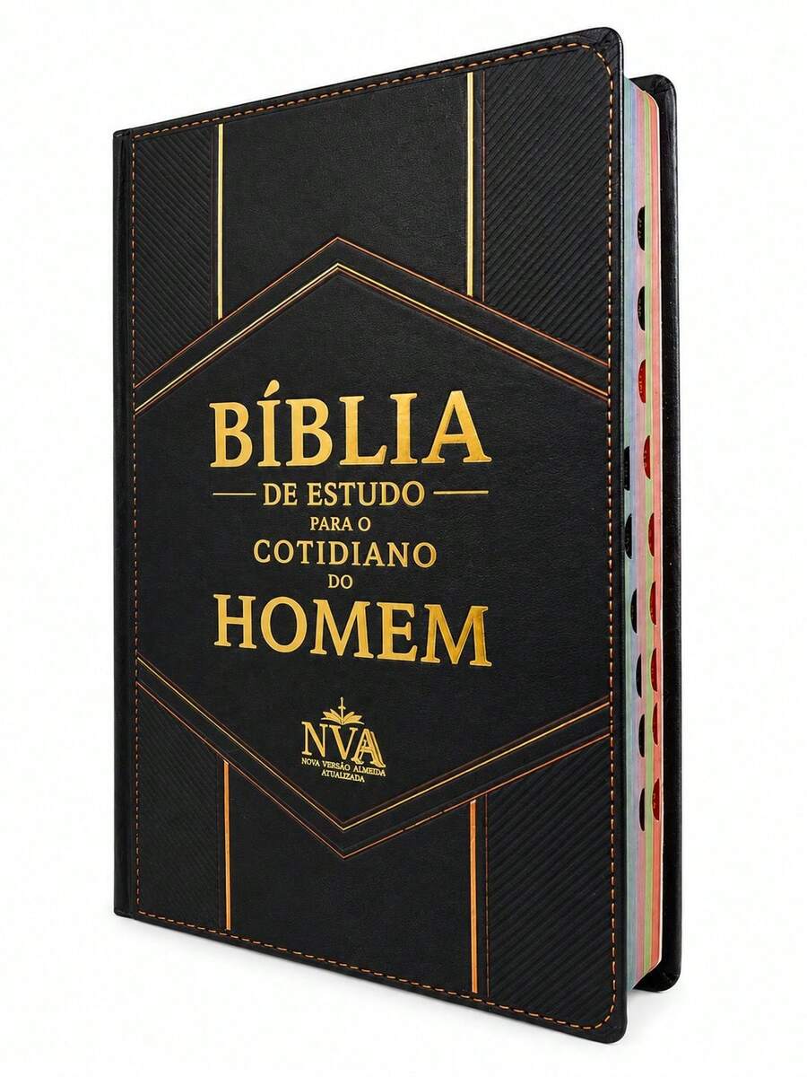 Bíblia de Estudo para o Cotidiano do Homem Capa Dura Clássico NVA Gigante Masculino Com Índice - Livro único - Visão 1