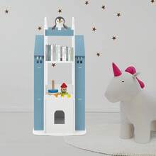 Rotating Children's Bookshelf, Book Display Shelf, Floor Standing Bookshelf Blue - Blue+White - View 1