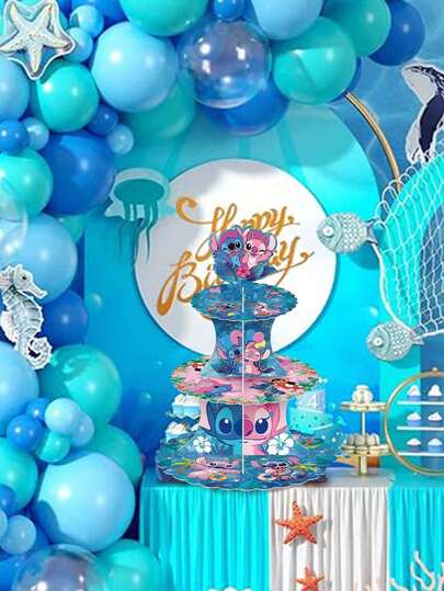  Giá đỡ bánh sinh nhật chủ đề ngôi sao Disney cho bé - Bàn tráng miệng 3 tầng - Tháp bánh bằng giấy - Đồ trang trí tiệc