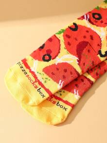 CREATOR SOCKS - 1 đôi tất dài đến bắp chân hình bánh pizza ngộ nghĩnh, thiết kế hộp quà sáng tạo hình bánh pizza dễ thương và độc đáo, thích hợp làm quà tặng bất ngờ cho các dịp sinh nhật/tiệc tùng/ngày gia đình/đám cưới/Ngày của Cha/lễ tốt nghiệp. - Màu vàng - Xem 9
