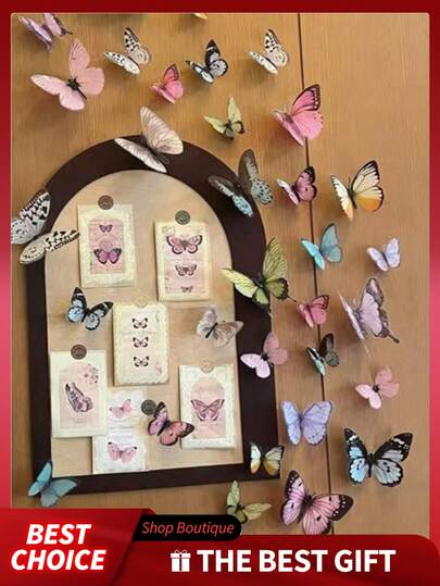 36pcs/Set Watercolor Realistic 3D Butterfly Wall Decor, Suitable For Wedding Party Decoration, Valentine's Day Flowers, Bouquets, Accessories, Photography Props