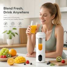 Portable USB-Rechargeable Personal Blender & Juicer, Easy-Clean & Self-Cleaning, Perfect For Milkshakes, Fruit & Vegetable Drinks - White - View 6