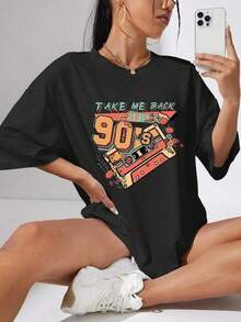100% Algodón Premium 180g .¡Oferta Especial!Playera.Retro camiseta noventera mujer estilo vintage moda informal cómoda perfecta para salidas casuales - Disponible en tallas S, M, L y en color negro - Ropa femenina  en moda urbana.Camiseta Streetwear Unisex Ideal para Conciertos y Regalo - Negro - Ver 6