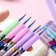 12pcs K-POP Style Erasable Gel Pens, 0.5mm Blue Ink Retractable Pens For Students - Multicolor - View 2