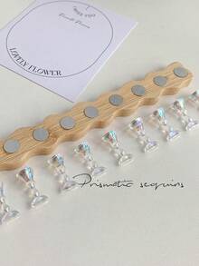 1 Set Holzschlangen-Wellen-Magnetischer Nagelkunst-Ständer mit 1 Basis + 5 Fingerelementen, Harz-Kristall-Perlen-Strass-Retro-Koreanische Blumen-Laser-DIY-Heimsalon-Maniküre-Zubehör, geeignet für Mutter, Schwester, Ehefrau, Freundin, Hochzeit, Valentinstag - Verschiedenfarbig - Übersicht 5