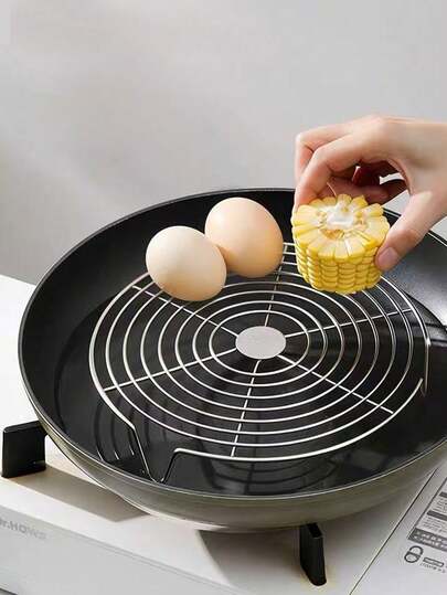 1pc 304 Stainless Steel Air Fryer Rack, Double-Layer Easy To Clean Multi-Function Steaming & Baking Rack