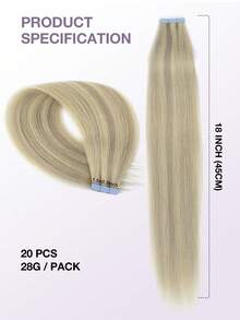 20pcs 14-22 Inch Seamless Double-Sided Tape-In Human Hair Extensions, Invisible Tape-In Hair Extensions, Straight Hair, Suitable For Party & Daily Wear - S17A/60A - View 12
