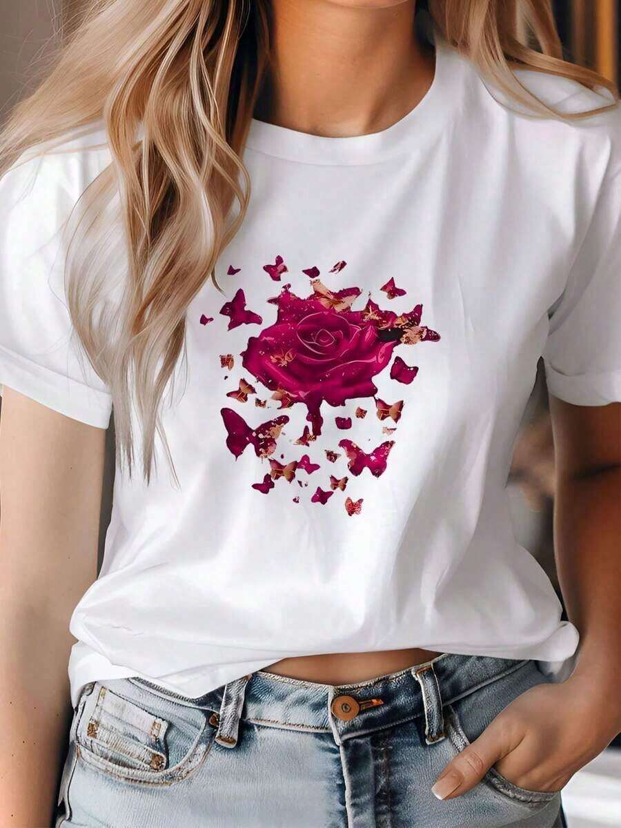 Oferta por tiempo limitado, cantidad limitada disponible,  relámpago, camisas de mujer, camisetas de mujer Ropa de mujer, tipografía, diseños, sudadera con estampado gráfico, sudadera de cuello redondo para primavera y otoño, camiseta de mujer - Blanco - Ver 1