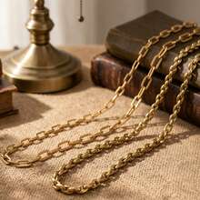 1m 304 Stainless Steel 18K Gold Plated Paperclip Chain, Rectangular O Link Chain, Waterproof DIY Handmade Bracelet Necklace - Chain - View 4