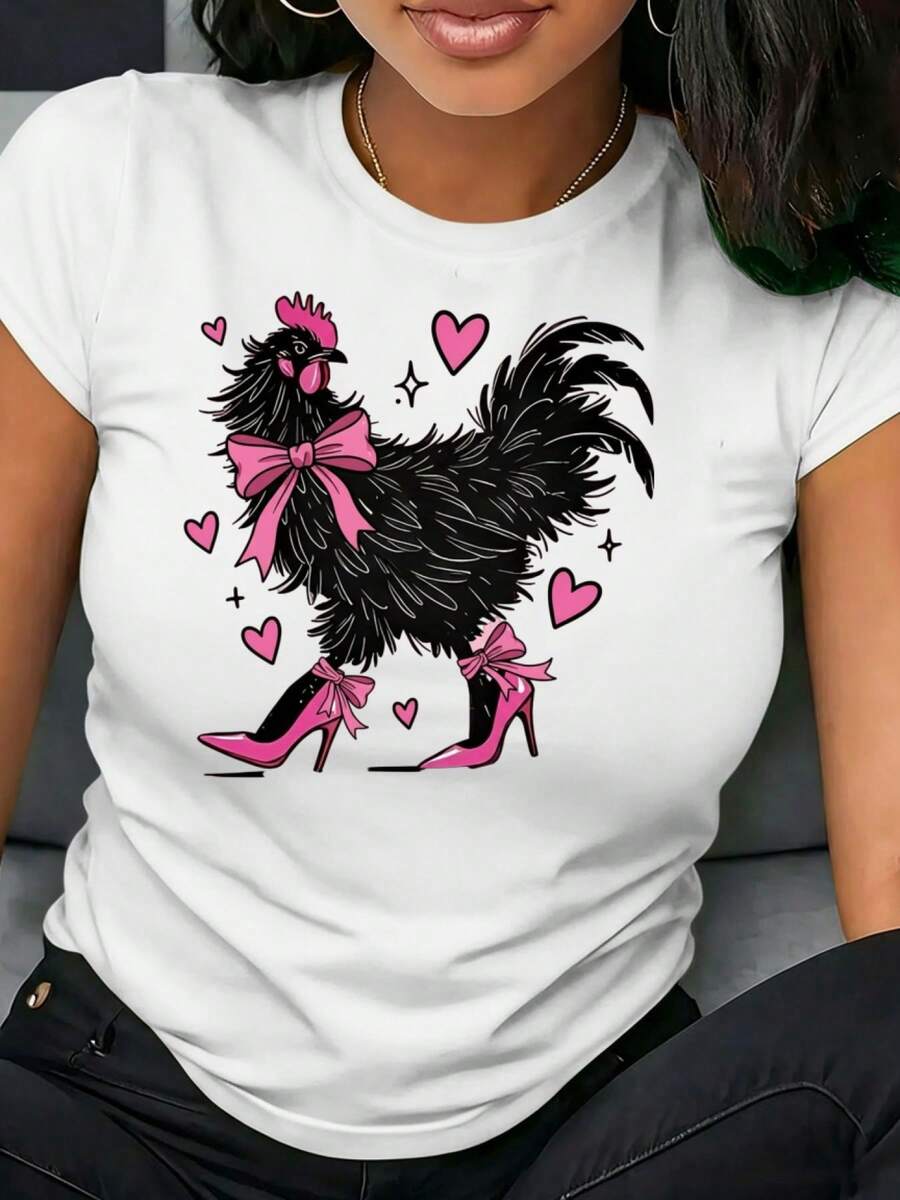 Blusa Casual para Mujer, Estilo Simple para Uso Diario, Camiseta de Moda para Mujer con Cuello Redondo y Manga Corta, Camiseta de Algodón Puro, para Salidas Casuales, Fiestas, Cómoda, Suave, - Blanco - Ver 1