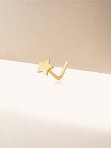 1件 925純銀 L型星星鼻釘 低敏鼻環 身體穿刺飾品 女款 適合日常、約會、度假、節日禮物 - 金色 - 查看 5