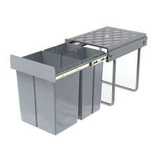 Built-In Kitchen Pull-Out Waste Bin, Built-In Under-Cabinet Waste Bin, Waste Separation System, Grey(2 X 10L & 1 X 20L) - 2x10L + 1x20L - View 12