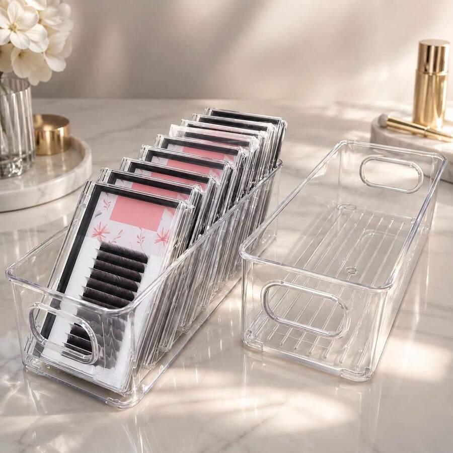 3pcs Flocked Eyelash Storage Boxes, Desktop Organizer, Multi-Functional Eyelash Storage Display Box, Transparent Visible Eyelash Storage Box, Eyelash Storage Box, Jewelry Box, Storage Bag, Makeup Brush Storage Box, Makeup Brush Storage Box, Perfume Storage Box, Makeup Bag, Women's Gift, Christmas Gift, Women's Premium Gift (Plastic Products May Have Slight Defects By Default) - Clear - View 1