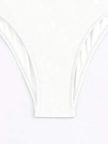 Traje de baño de una pieza con espalda descubierta y unicolor, adecuado para vacaciones en la playa - Blanco - Ver 5