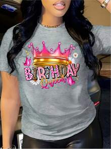 Camiseta de manga corta para mujer con estampado elegante, corte ajustado y cuello redondo. - Blanco - Ver 9