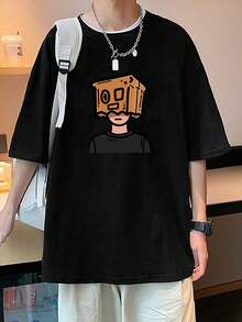 Camisetas vintage 100% algodón, estilo americano de verano, camisetas de manga corta juveniles, frescas y elegantes, cuello redondo, unisex, algodón puro de peso pesado, estilo urbano, corte holgado, marca de moda ins100% algodónManga Corta - Negro - Ver 8