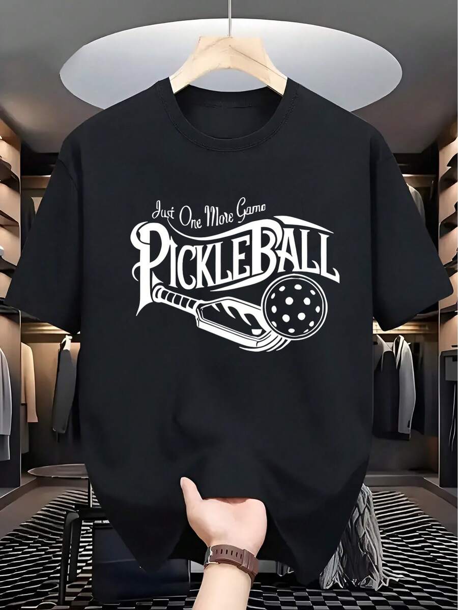 Camiseta unisex de manga corta, camiseta casual de verano para hombre con estampado de pickleball - Azul suave, cuello redondo, poliéster, ligera y transpirable, perfecta para actividades al aire libre, ropa deportiva para exteriores.| Estilo Casual| Lightweight Shirtplayeras hombre,spiderman,, mujer,romwe men,boho chic,maestras regalos,camiseta para mujerconjuntos curvy para mu,y2k, - Negro - Ver 1