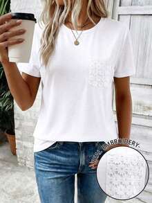 White Short-Sleeved T-Shirt With A Heart Print, Casual And Suitable For Everyday Wear. Suitable For Summer. - Putih 3 - View 1